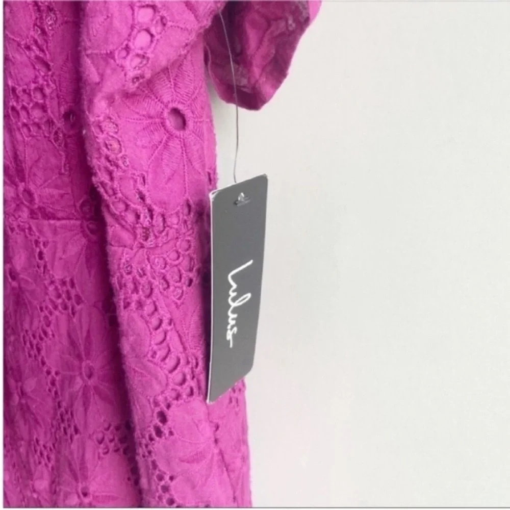 Lulu's Biscay magenta ruffled eyelet lace dress - Picture 5 of 9